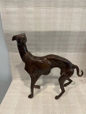 Vintage Art Deco Style Bronze Sculpture of Greyhound Dog 14” Tall x 13”Long